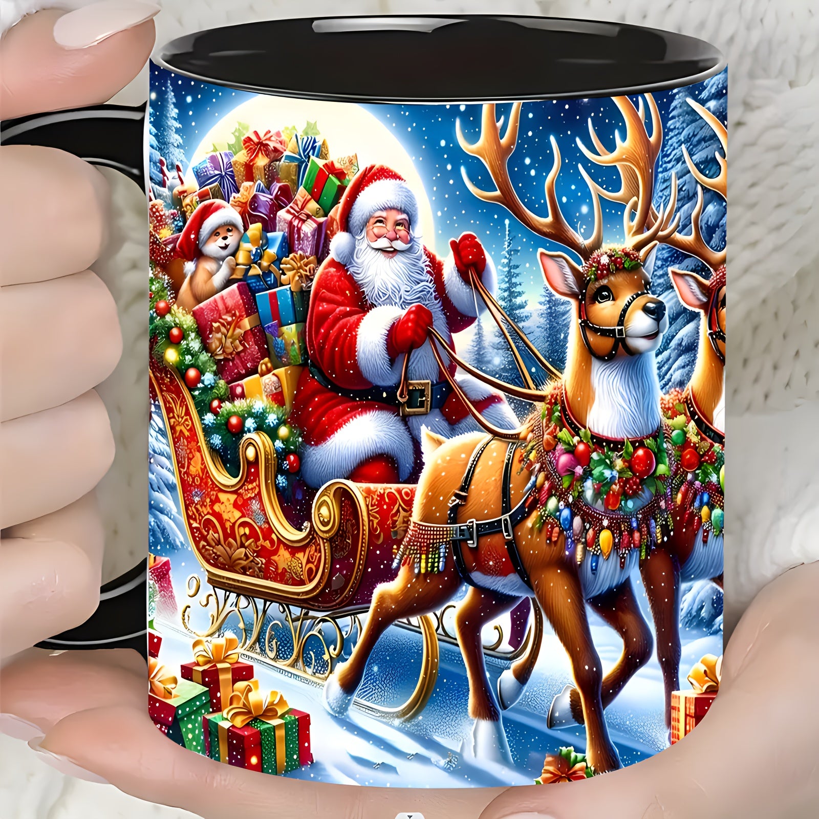 Festive Christmas-Themed Ceramic Mug - Perfect For Coffee, Tea & Milk - Unique Gift For Parents, Reusable & Eco-Friendly