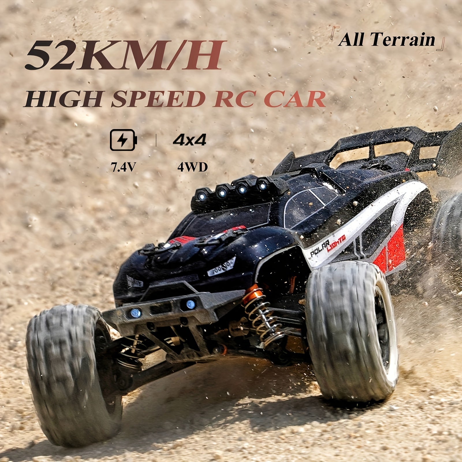 High Speed RC Car, 1: 14 Full Scale 4WD Vehicle, Modular Lithium Battery, Large Amplitude/Torque Steering Gear, Damping System, 6 Lights, Drifting/ Racing/ Climbing, Birthday Gifts