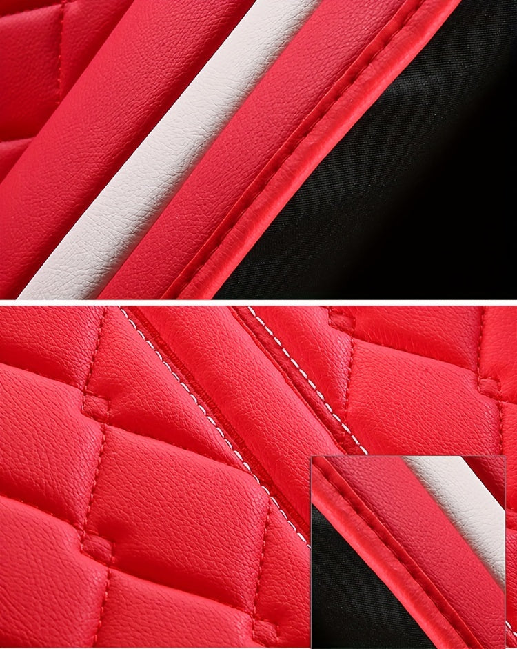 Five Seats Full Coverage Car Seat Covers Set - Premium Three-Dimensional PU Leather, Universal Fit for SUV Off-Road Vehicles, Adjustable and Durable, Winter High-End Design for Ultimate Comfort and Protection