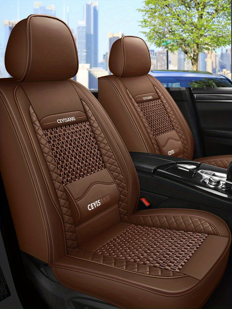 Universal Motors Car Seat Cover Ice Silk PU Leather Waist Cushion Anti Slip And Breathable 1Pcs Durable InteriorAuto Accessories