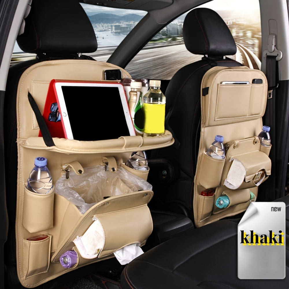 1pc Car Rear Seat Storage Box, Car Rear Seat Storage Bag, Kick Mat Car Rear Seat Protector Tissue Box Cup Holder, Laptop Table, Car Dinner Plate, Car Seat Cover Protector