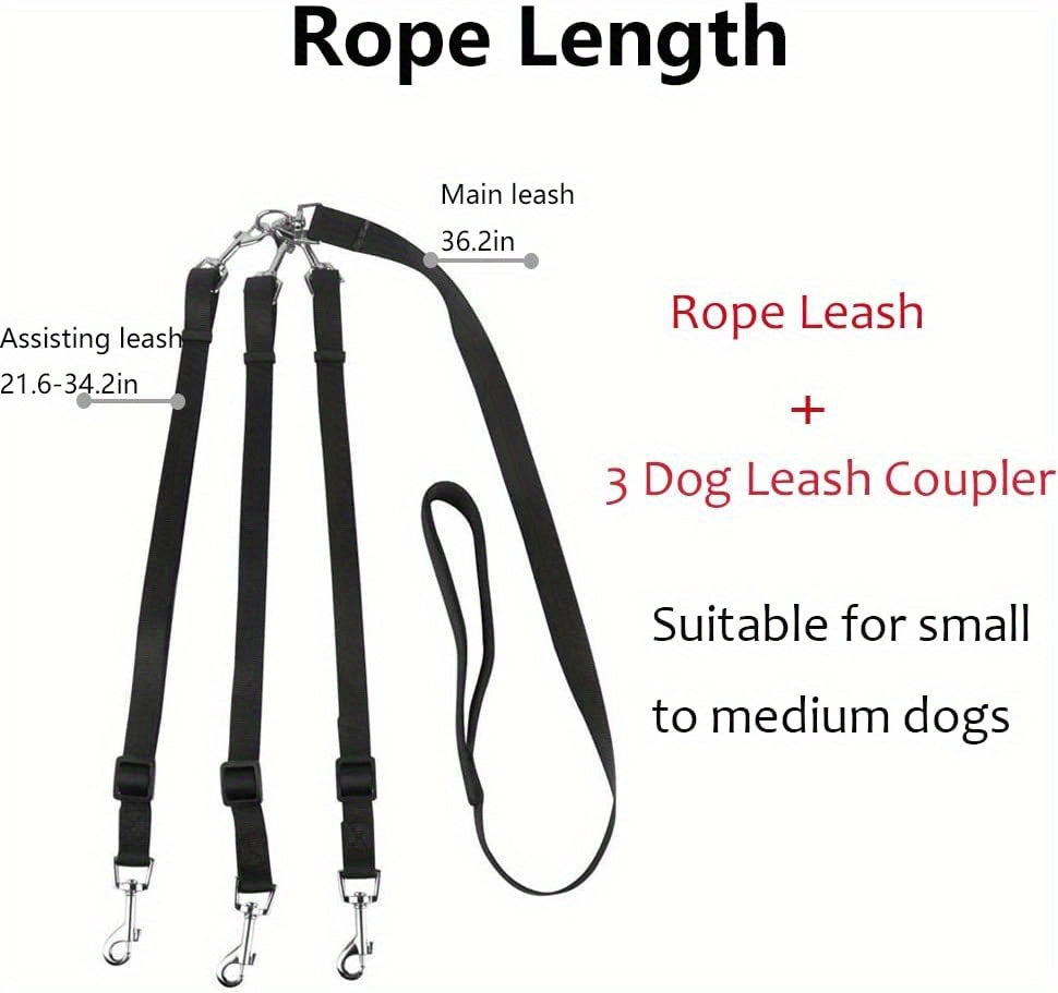 Adjustable No-Pull Dog Leash Suitable for Outdoor Walking & Car Travel - 3-Way Car Seat Belt Harness for Dogs, for Hiking, Camping, Vehicle Rides