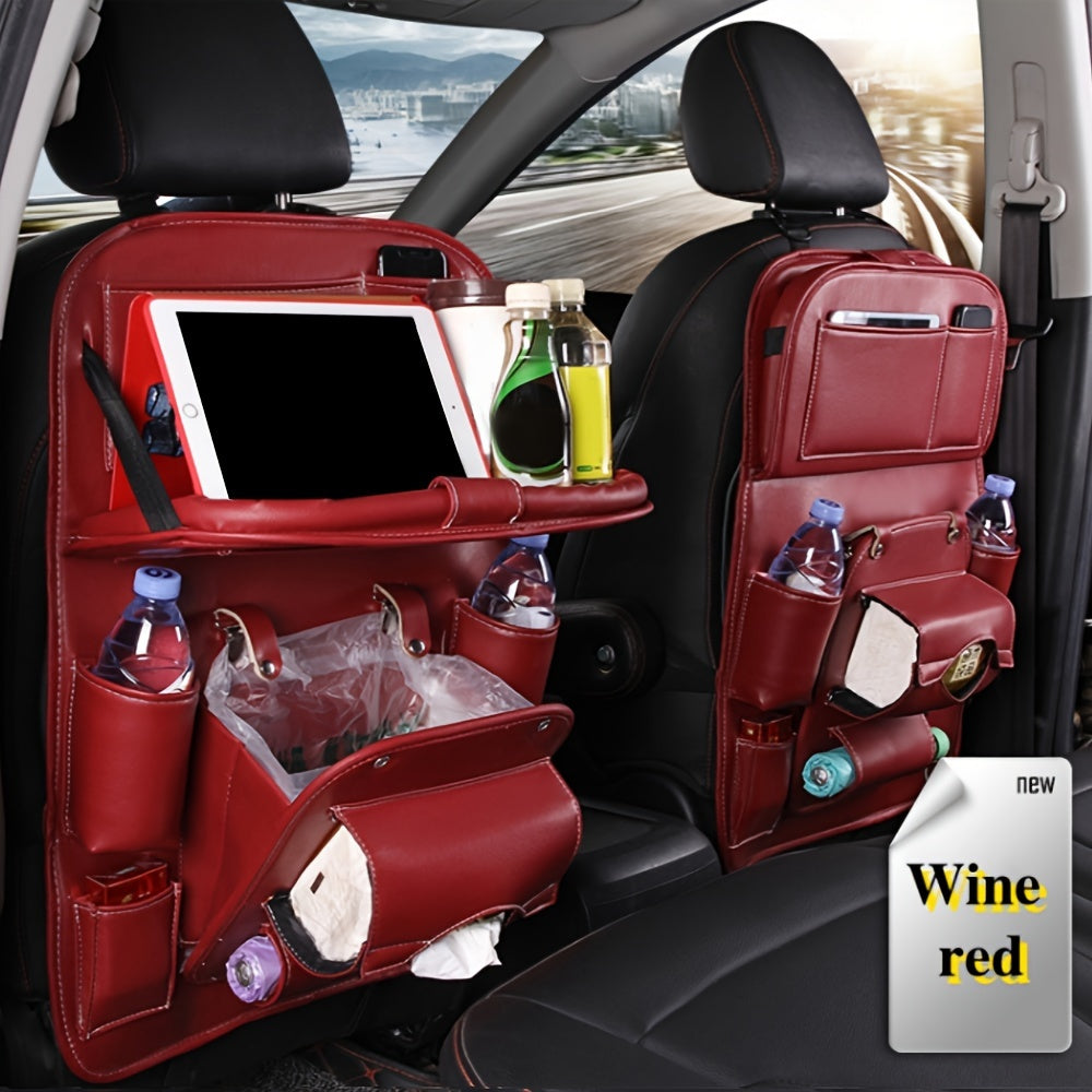 1pc Car Rear Seat Storage Box, Car Rear Seat Storage Bag, Kick Mat Car Rear Seat Protector Tissue Box Cup Holder, Laptop Table, Car Dinner Plate, Car Seat Cover Protector