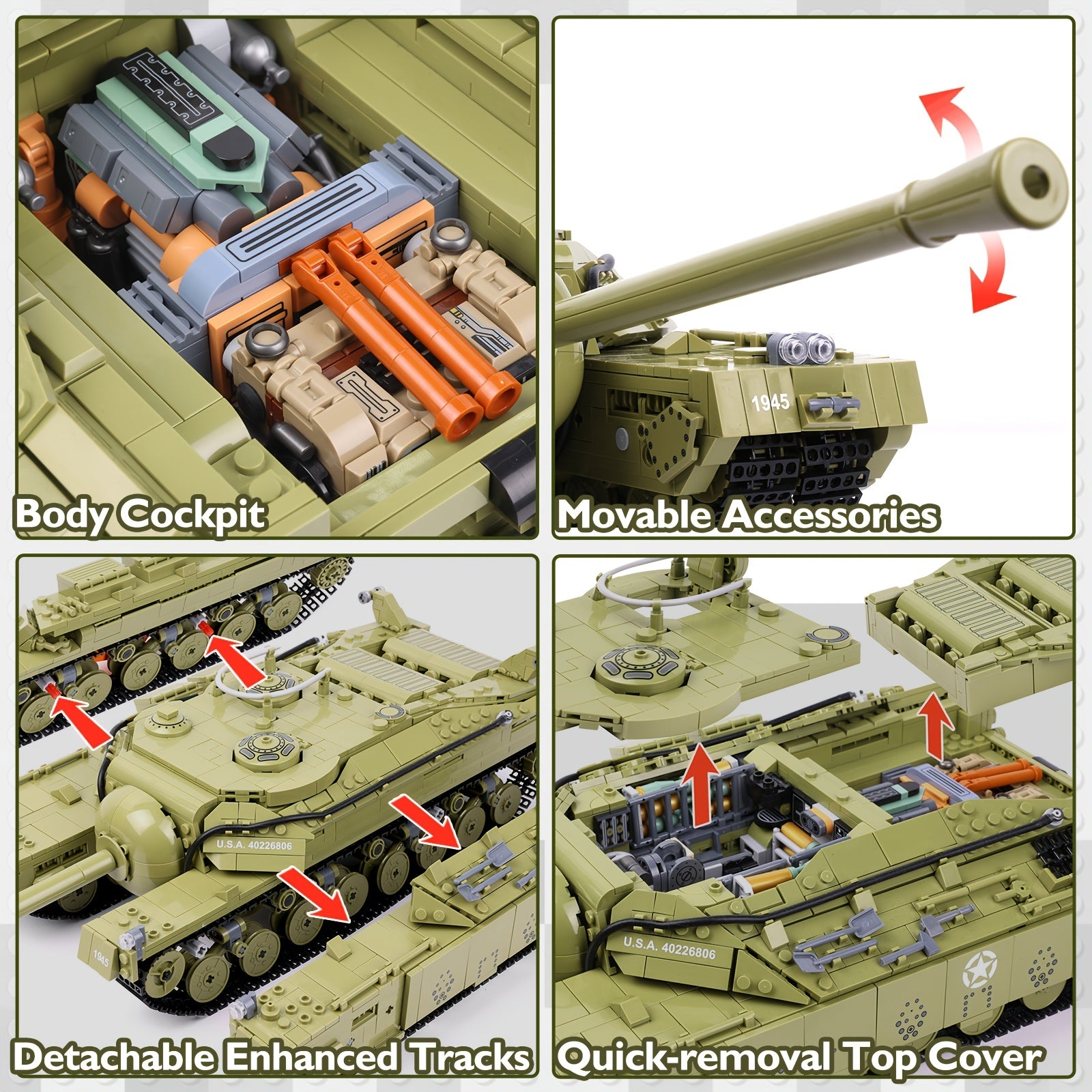 JMBricklayer Tank Building Sets for Adults 61502, WW2 Military T28 Heavy Tank Model Kit, Army Tank Construction Vehicle Toy Home Decor History Collectible