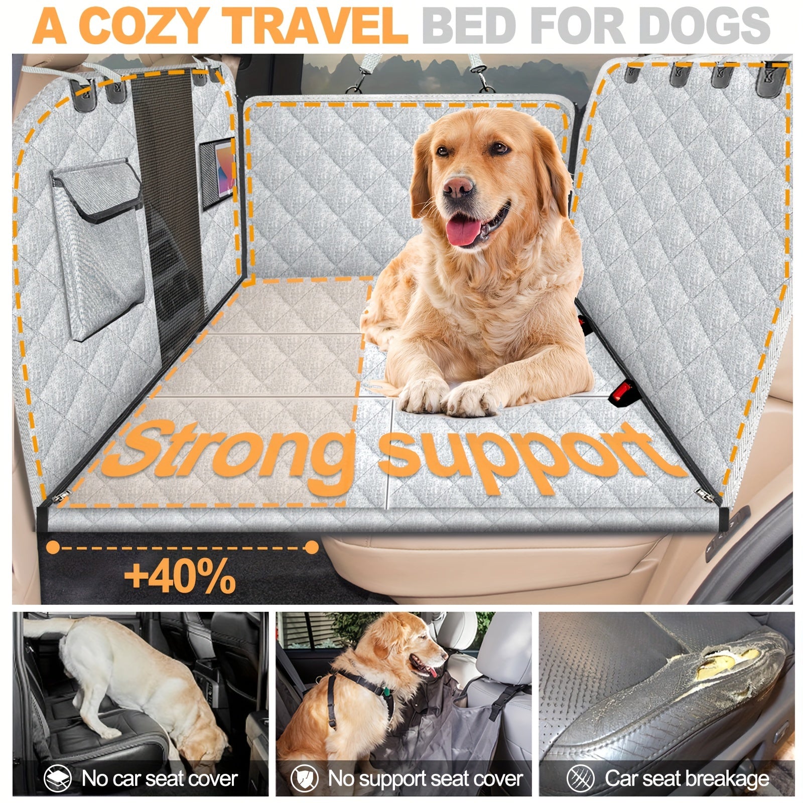 Medium Dog Argyle Backseat Cover Plus - Sturdy Wood Fiber Board, Non-Slip, Back Seat Extender, Hammock Style, Easy Clean, Perfect for Sedans, SUVs, and Trucks - Pet-Friendly Car Accessory