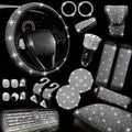 30pcs Bling Car Accessories Set for Women, Steering Wheel Covers Universal Fit 15 Inch, Seat Belt Covers, Armrest Cover, Gear Shift Covers