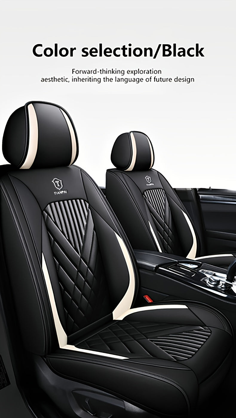 Luxury Full Faux Leather Car Seat Covers - Fit for 5-Seater Vehicles, Breathable & Stylish, All-Season Comfort