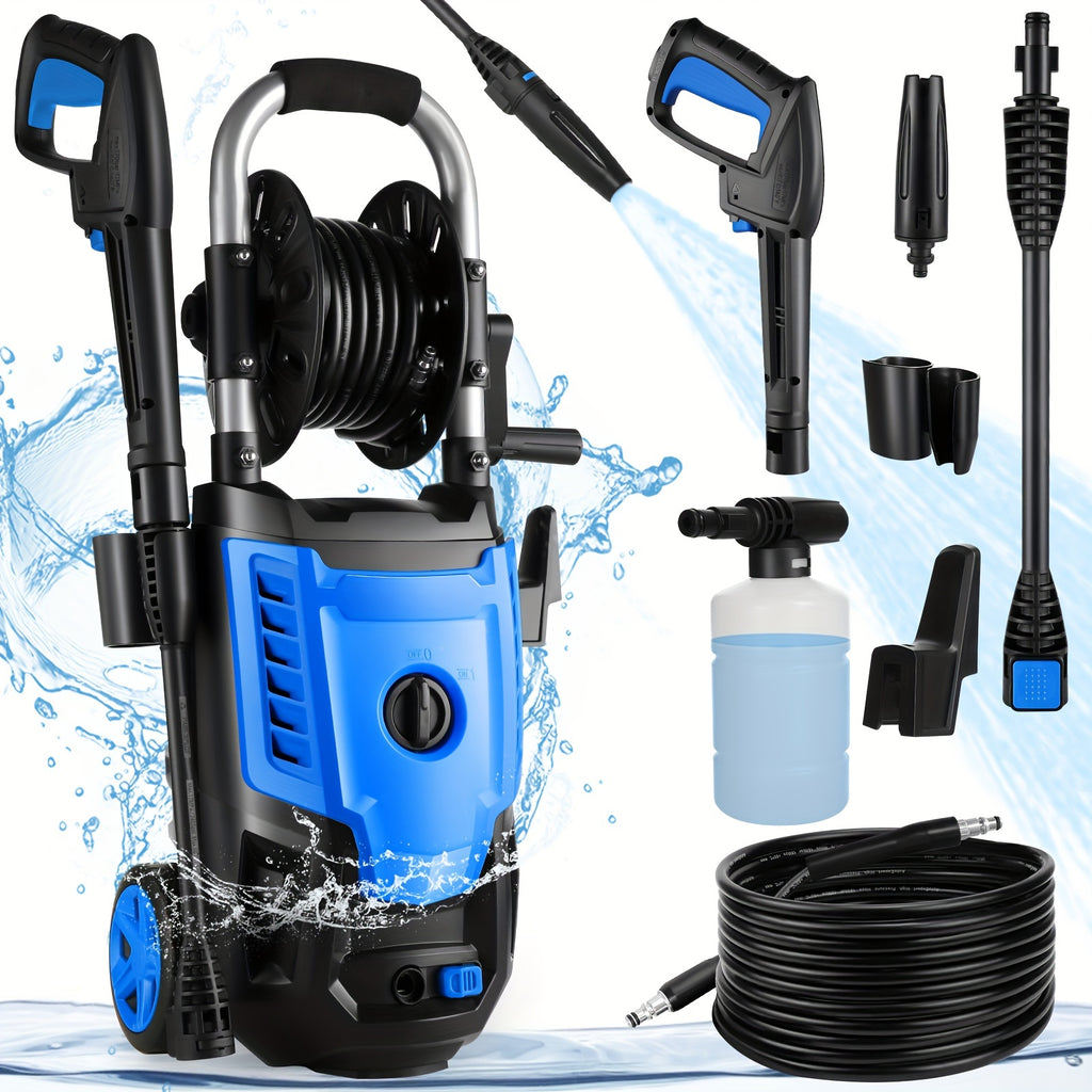 Power Washer, H4800 Pressure Washer 1800W Electric High Pressure Washer Professional Car Washer Cleaner Machine With With All-in-one Adjustable Nozzle & Hose For Patio Garden Yard Vehicle