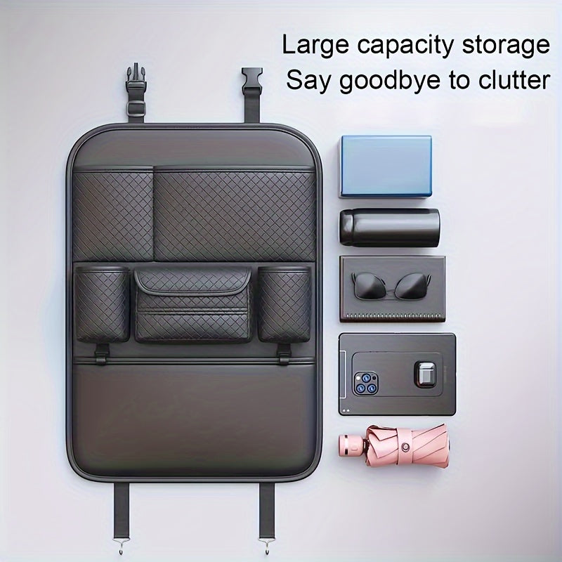 1 Piece Of PU Leather New Car Backrest Storage Bag, Car Seat Backrest Storage Hanging Bag, Rear Shelf Storage Mesh Bag, Universal