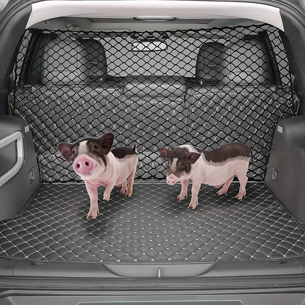 Durable Universal Fit RV HERO Car Trunk Barrier for Dogs - Elastic Pet Safety Fence with Plastic Vehicle Isolation Net for Pet Protection