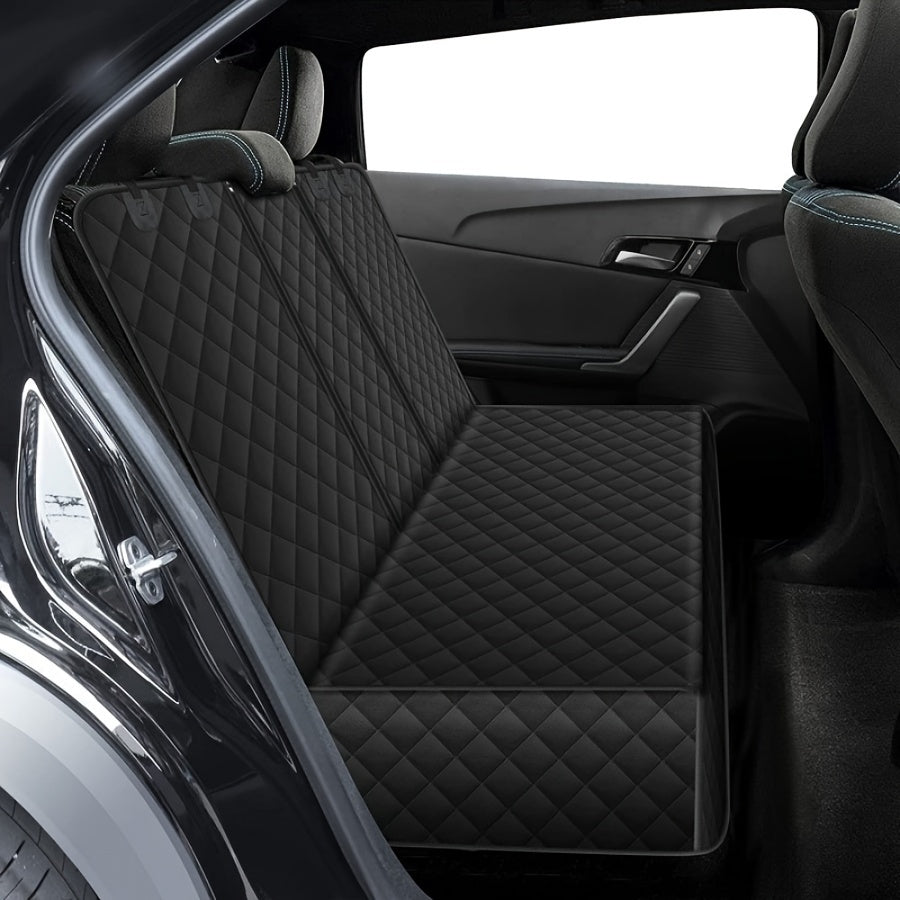 Luxury Quilted Waterproof Non-Slip Dog Car Seat Cover with Armrest Compatible Zipper and Seatbelt Leash for Cars, Trucks, SUVs