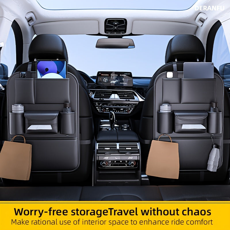 1 Piece PU Leather Universal Car Seat Back Storage Bag - Large Capacity Multifunctional Pocket with Rear Storage for Organizing Essentials