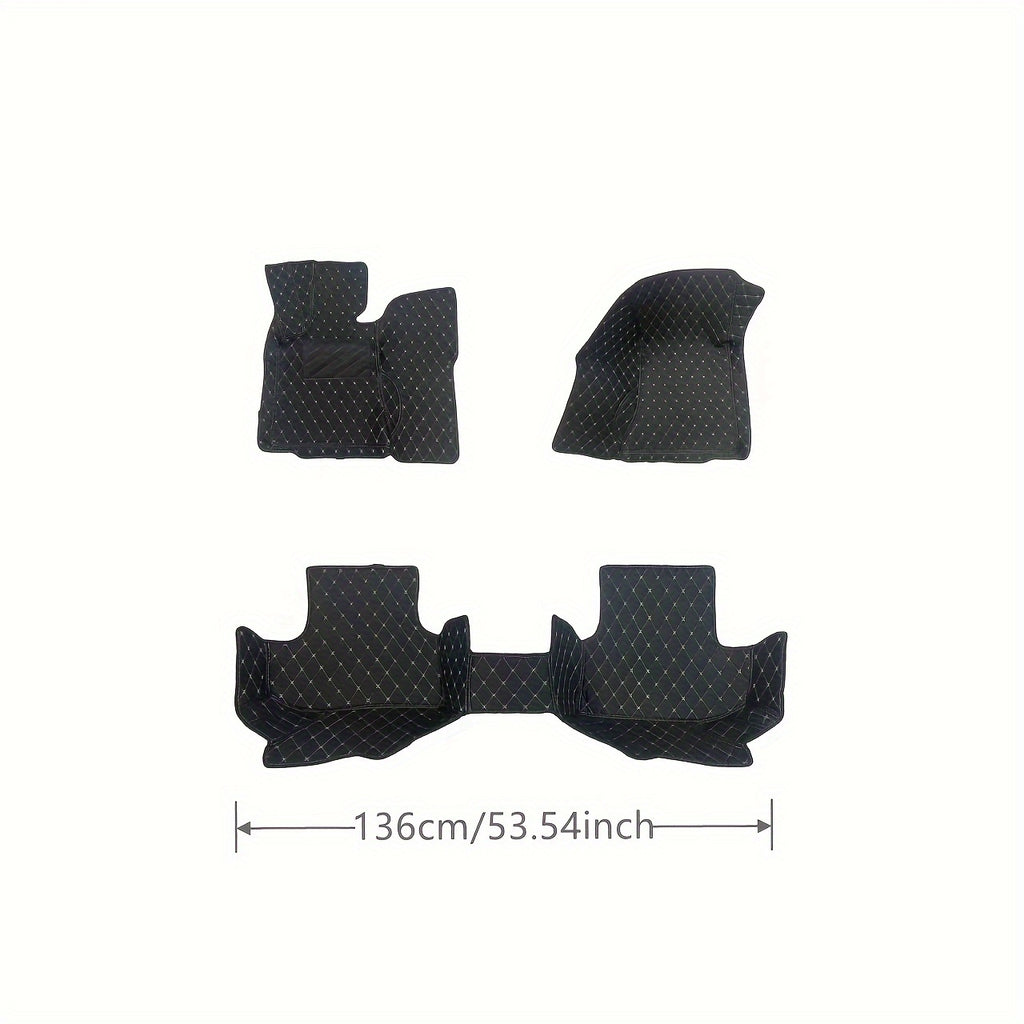 Custom PU Leather Car Floor Mats for BMW 5 Series E60 2004-2010, Left Drive Luxury Vehicle Floor Liners, Interior Accessories, Diamond Pattern Design