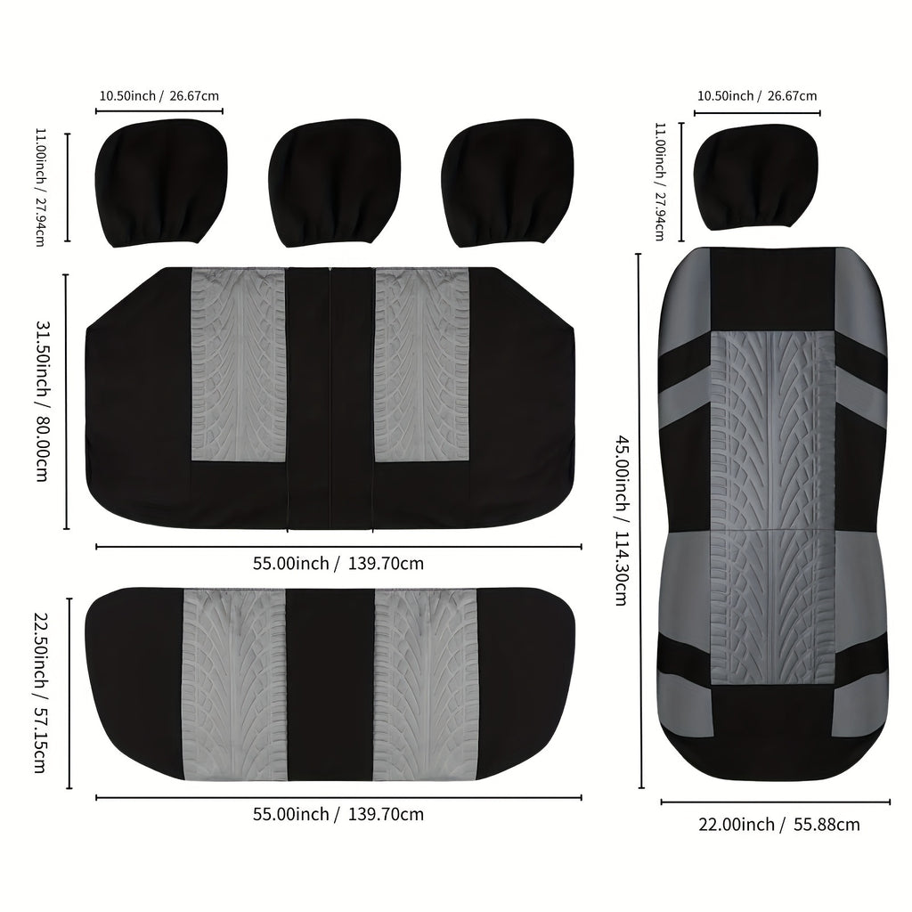 Quilted Car Seat Cover Set - Full Front & Rear Protection - Universal Fit for SUV, Sedan, Van - Airbag Safe, Premium Cloth, Durable & Stylish Design