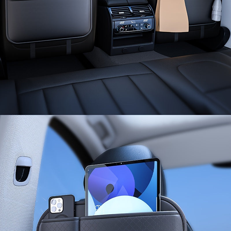 1 Piece Of PU Leather New Car Backrest Storage Bag, Car Seat Backrest Storage Hanging Bag, Rear Shelf Storage Mesh Bag, Universal