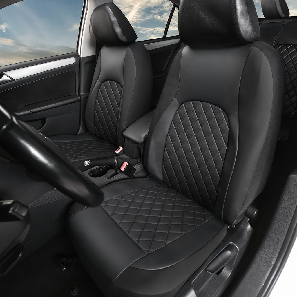 Universal Faux Leather Car Seat Covers Full Set Car Seat Covers Full Set Front Seats and Rear Bench, Universal Fit 5 Seat Covers for SUV, Automotive Truck, Scratch Proof