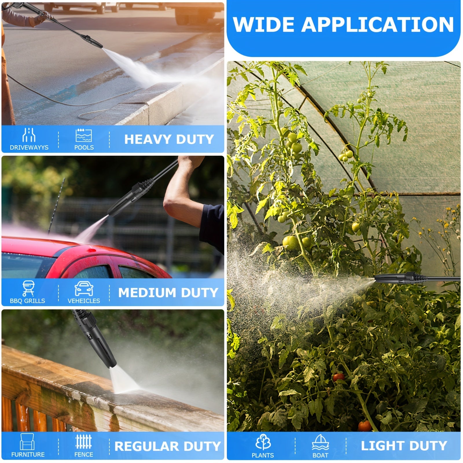 Power Washer, H4800 Pressure Washer 1800W Electric High Pressure Washer Professional Car Washer Cleaner Machine With With All-in-one Adjustable Nozzle & Hose For Patio Garden Yard Vehicle