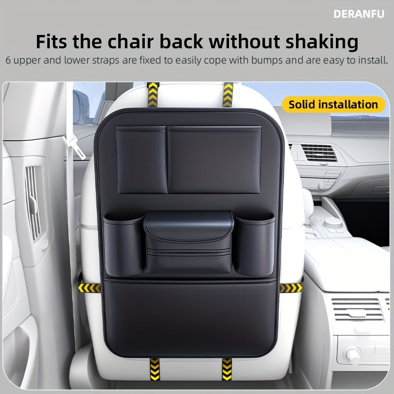 1 Piece PU Leather Universal Car Seat Back Storage Bag - Large Capacity Multifunctional Pocket with Rear Storage for Organizing Essentials