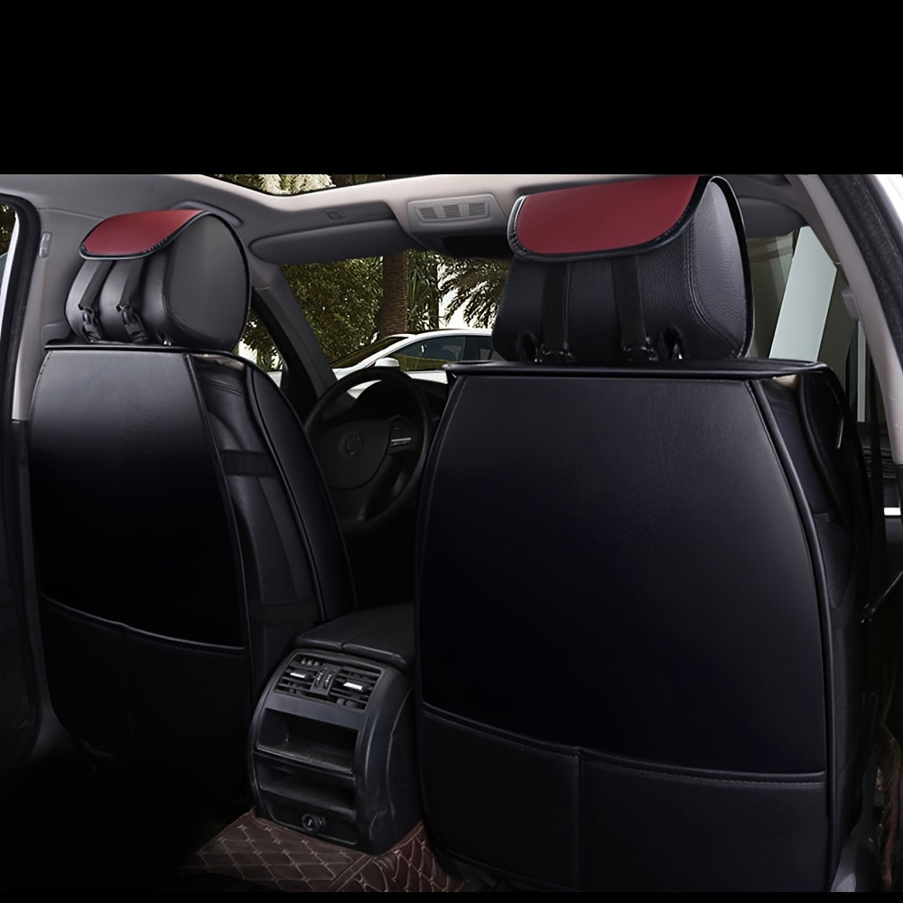 Universal Car Seat Cover Full Set Luxury Faux Leather Fashion Sport Design Waterproof 10mm High Elasticity Foam Adjustable Rear Bench Pad All-in-One Fit For Cars Trucks Suvs