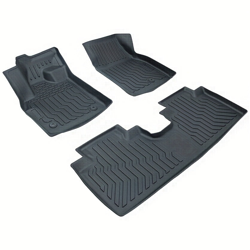 KAIRAY Car Floor Mats All-Weather TPE Rubber Floor Mats Black 4Door For Ford For Mustang Mach-E 2021-2024