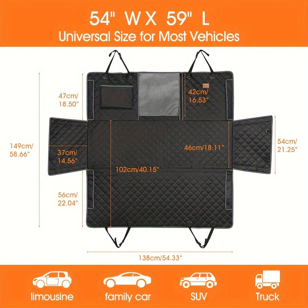 100% Waterproof 4-in-1 Dog Car Seat Cover Hammock - Durable Nonslip Fabric Protector with Big Mesh Window for Cars Trucks SUVs - Scratchproof, Easy to Clean, Pet-Friendly Design - Black by nzonpet