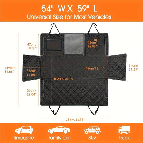 100% Waterproof 4-in-1 Dog Car Seat Cover Hammock - Durable Nonslip Fabric Protector with Big Mesh Window for Cars Trucks SUVs - Scratchproof, Easy to Clean, Pet-Friendly Design - Black by nzonpet