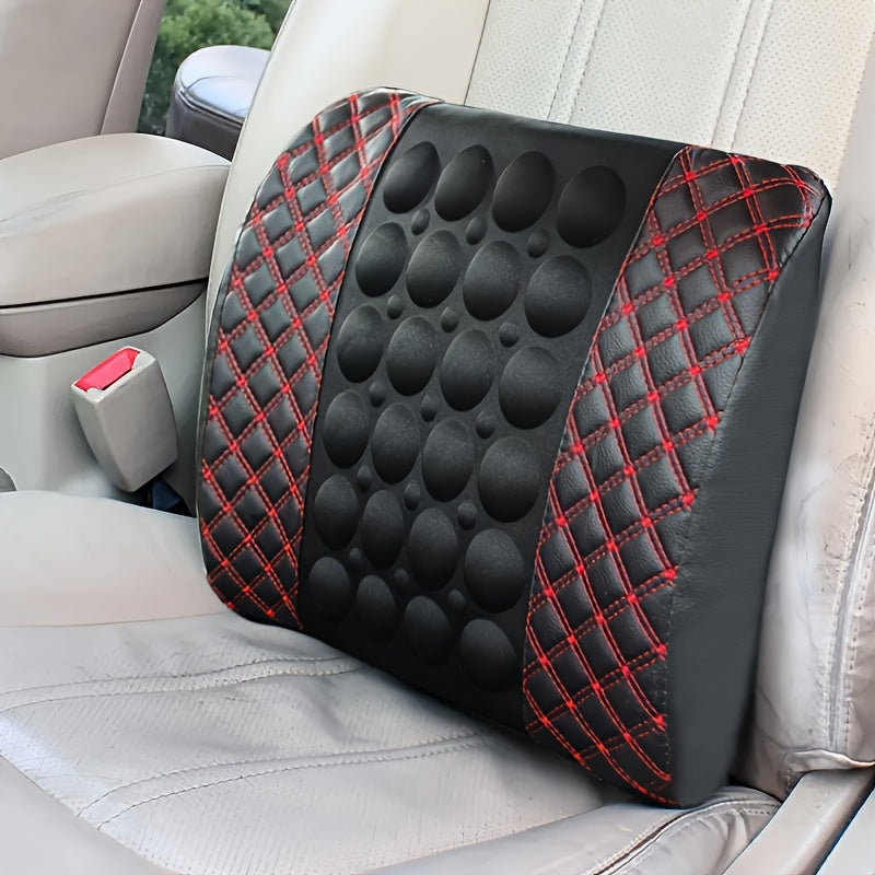 Car Lumbar Electric Massager, Red Pillow Car Interior Decoration, Ultra-fiber PU Leather Cushion For Car, Office