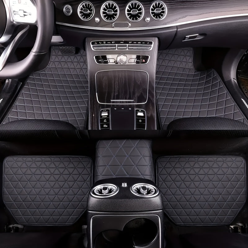 5-Piece Waterproof PU Leather Car Floor Mats Set - Durable, Stylish Simple Design for Men & Women - All-Weather Protection, Easy Clean, Enhance Car Interior Decor