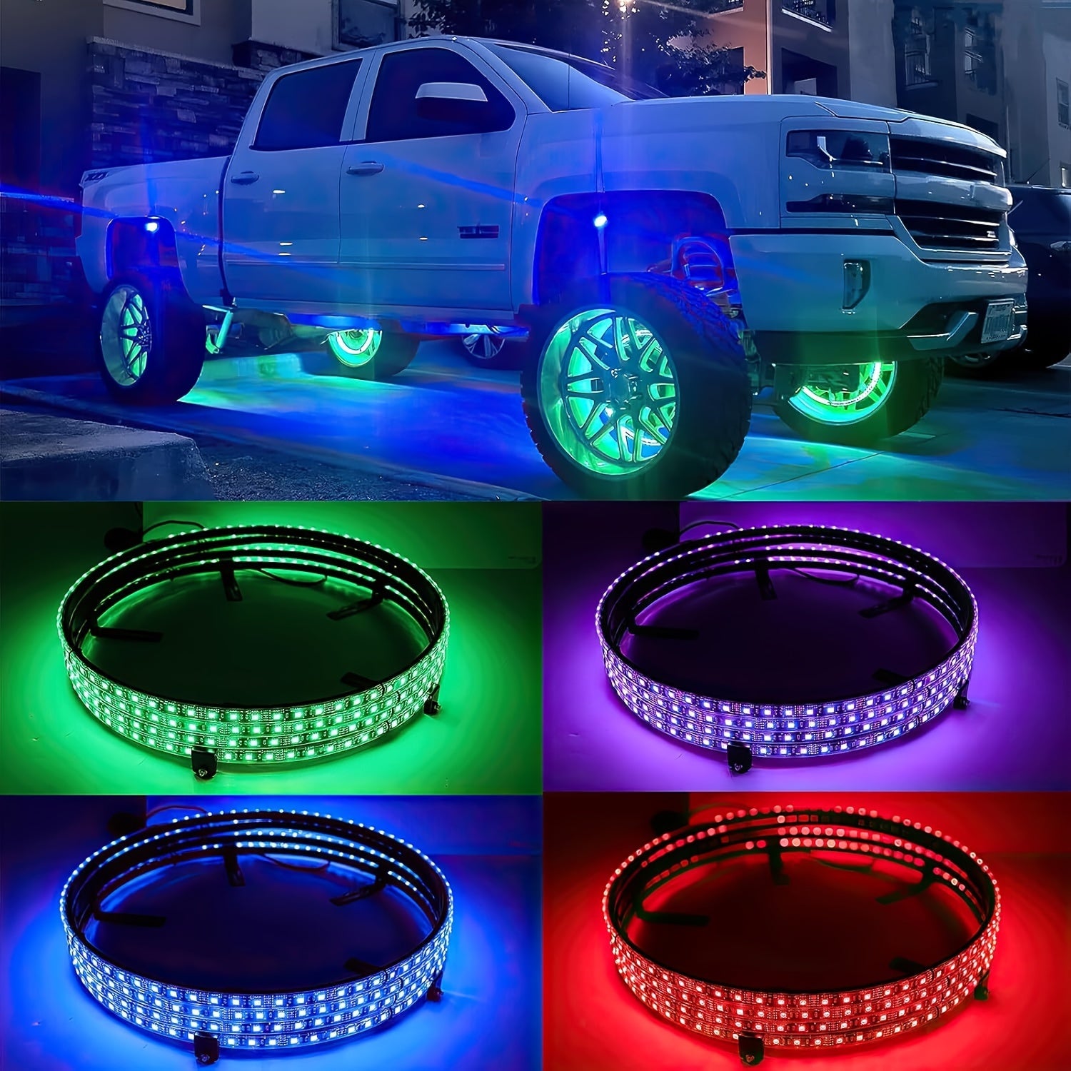 Car Environment Lights, 15.5 Inch Wheel Light Kit, Christmas Decoration, Truck Wheel Rock Lights, Can Be Controlled By Remote Control And APP Simultaneously Lock Function, Mobile App Music Rhythm Control LED Lights, Car High