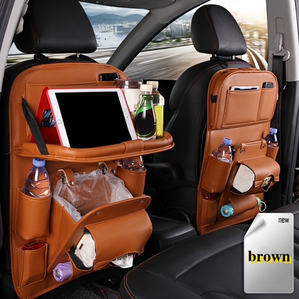 1pc Car Rear Seat Storage Box, Car Rear Seat Storage Bag, Kick Mat Car Rear Seat Protector Tissue Box Cup Holder, Laptop Table, Car Dinner Plate, Car Seat Cover Protector