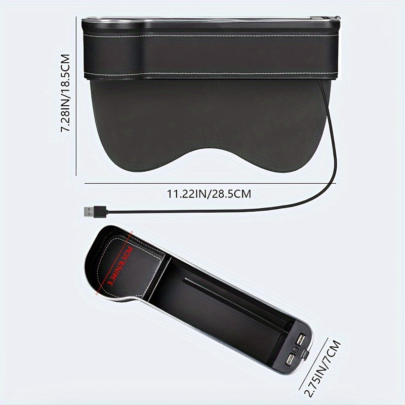 Car Seat Slot Storage Box, ABS Resin, with Mobile Phone Holder, Charger, Ambient Lighting, Center Control Armrest, for Car Interior