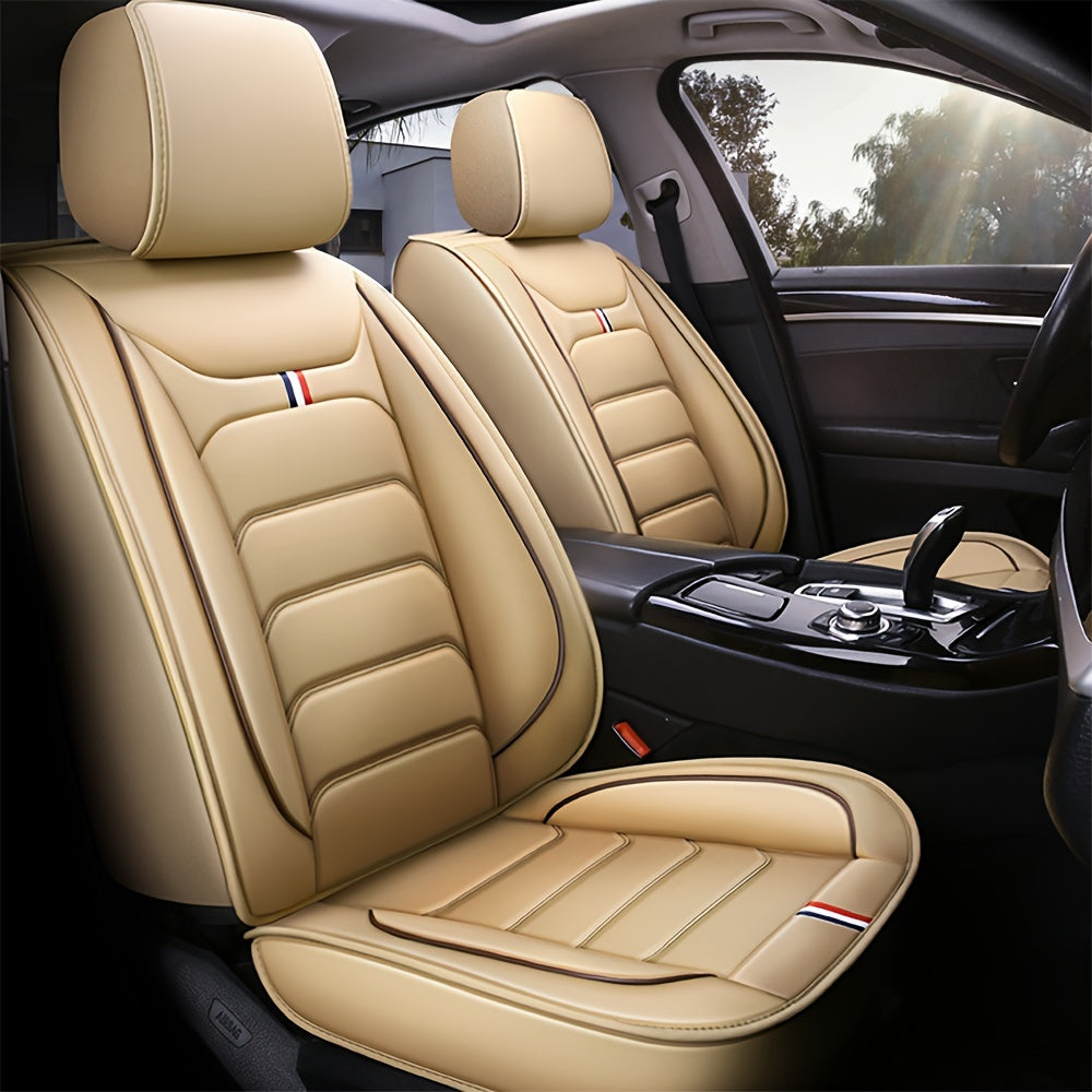 5 Car Seat Covers Faux Leather Seat Covers Full Set For Car Sedan SUV Truck Vans Front & Rear Seat Cushion Protector Wear-resistant, Breathable And Easy To Clean