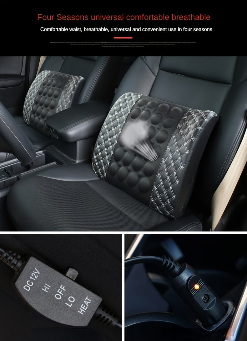 Car Lumbar Electric Massager, Red Pillow Car Interior Decoration, Ultra-fiber PU Leather Cushion For Car, Office