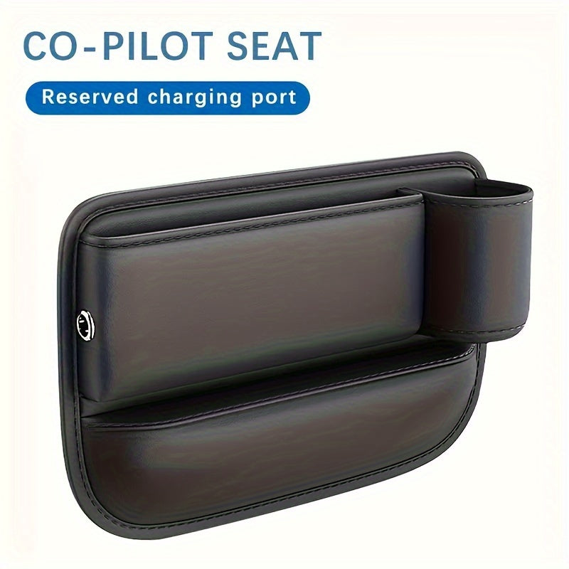 1 count Multifunction Car Seat Gap Storage Bag For Car Seat Gap Filler With Phone Cup Holder PU Leather Car Seat Slot Organizer Box Leak-proof Storage Bags for Phones Glasses Keys Cards