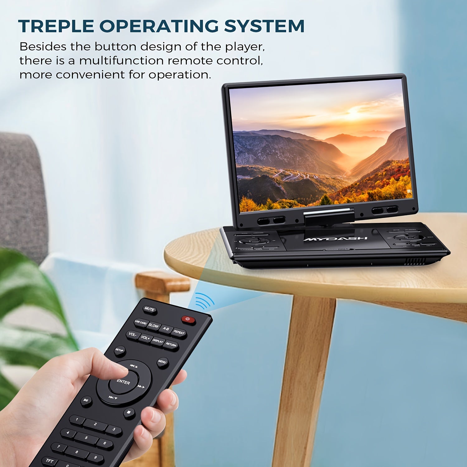 14.9" Large Portable DVD Player - Region Free, 12.5" HD Swivel Screen, Exclusive Button Design, Car Headrest Mount, High Volume Speaker, Supports CD/DVD/SD Card/USB, Black