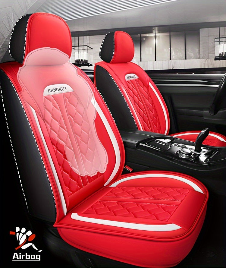 Five Seats Full Coverage Car Seat Covers Set - Premium Three-Dimensional PU Leather, Universal Fit for SUV Off-Road Vehicles, Adjustable and Durable, Winter High-End Design for Ultimate Comfort and Protection