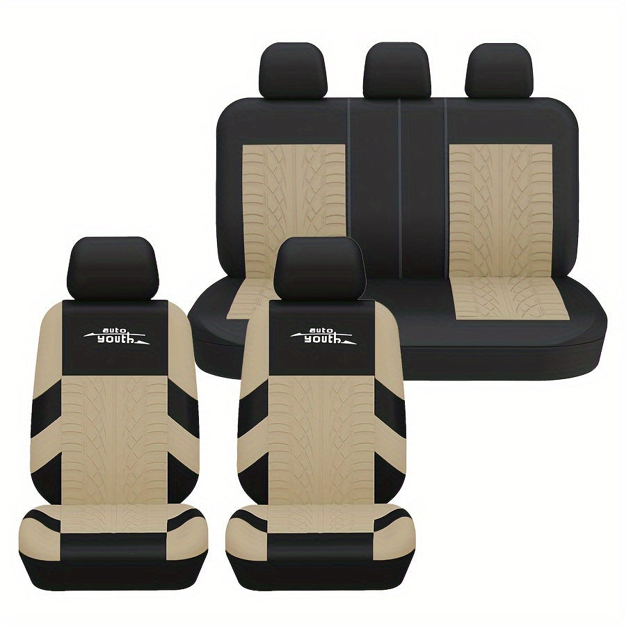 Fashion Tire Track Detail Style Universal Car Seat Covers Fits Most Brand Vehicle