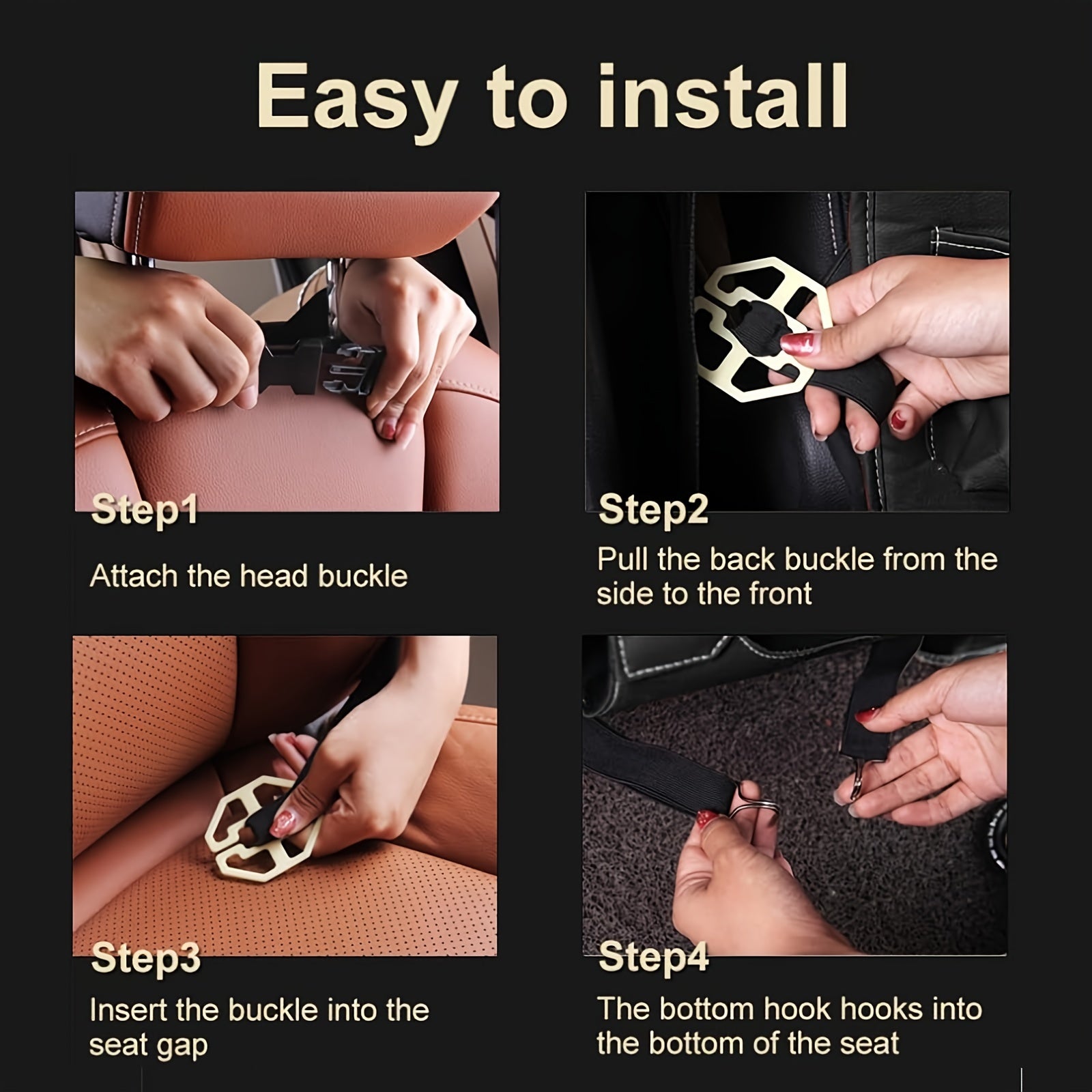 Car Backseat Storage Bag, Eco-friendly, Waterproof And Scratch-resistant, Multi-functional 9 Storage Pockets With Tablet Stand, Table Tray Folding, Seat Back Protection Pad, Strong Load Bearing Capacity - PU Leather