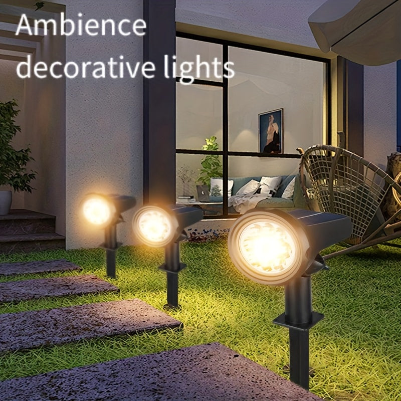 1/2pcs 7LED Solar Lamp -  IP44, Outdoor Environment Lighting, Solar Charging, Lithium Battery, 1200mAh, Plastic Structure, Semi-buried, Outdoor Lighting Solution - Modern Outdoor Lamp - Durable Plastic