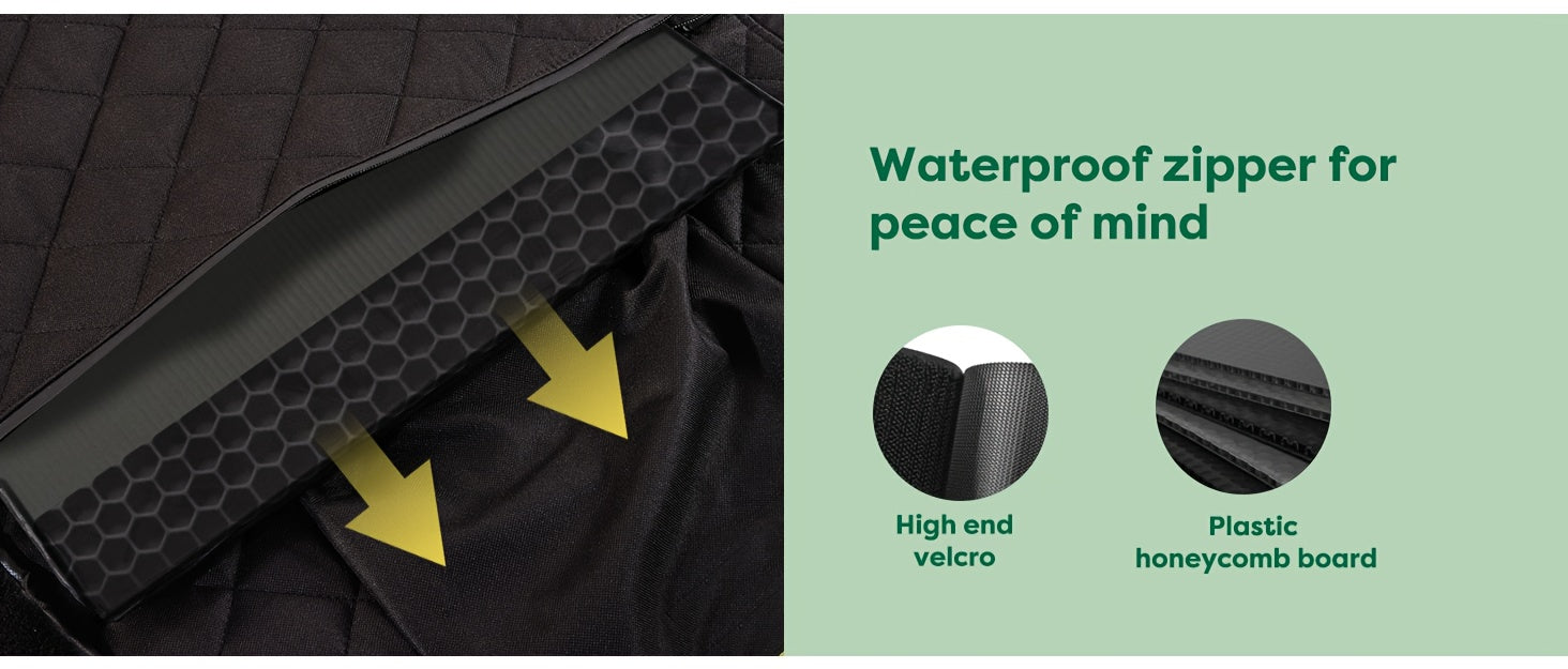 Heavy-Duty Dog Car Seat Cover & Back Seat Extender with Mesh Window, Quilted Fabric, Waterproof, 300 lbs Capacity - Ideal for SUVs and Trucks, Black, Seat Covers for Car