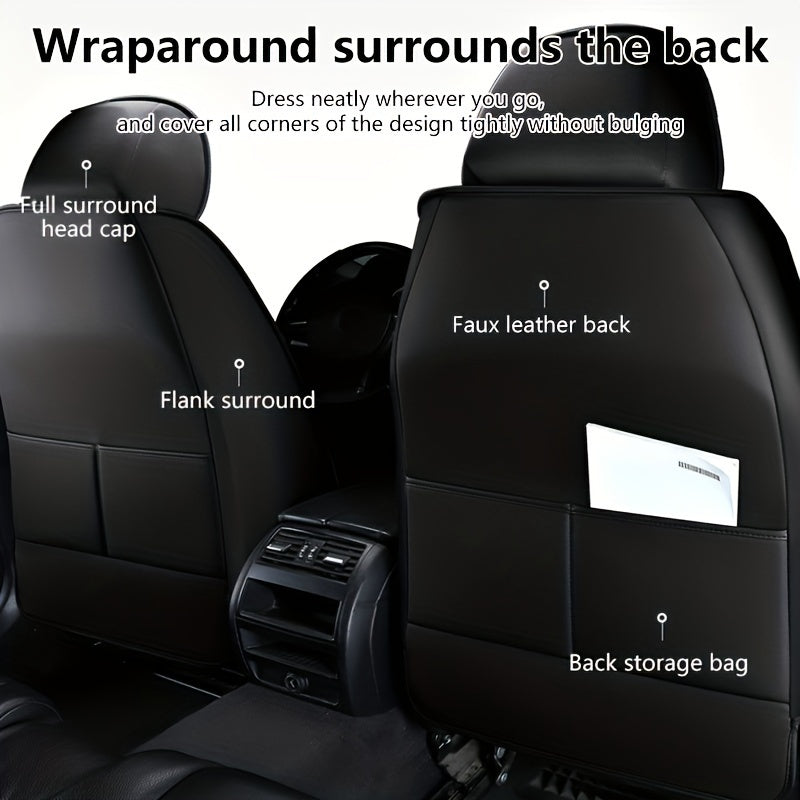 Luxury Full Faux Leather Car Seat Covers - Fit for 5-Seater Vehicles, Breathable & Stylish, All-Season Comfort