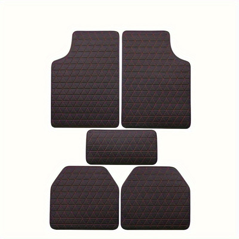 5-Piece Waterproof PU Leather Car Floor Mats Set - Durable, Stylish Simple Design for Men & Women - All-Weather Protection, Easy Clean, Enhance Car Interior Decor