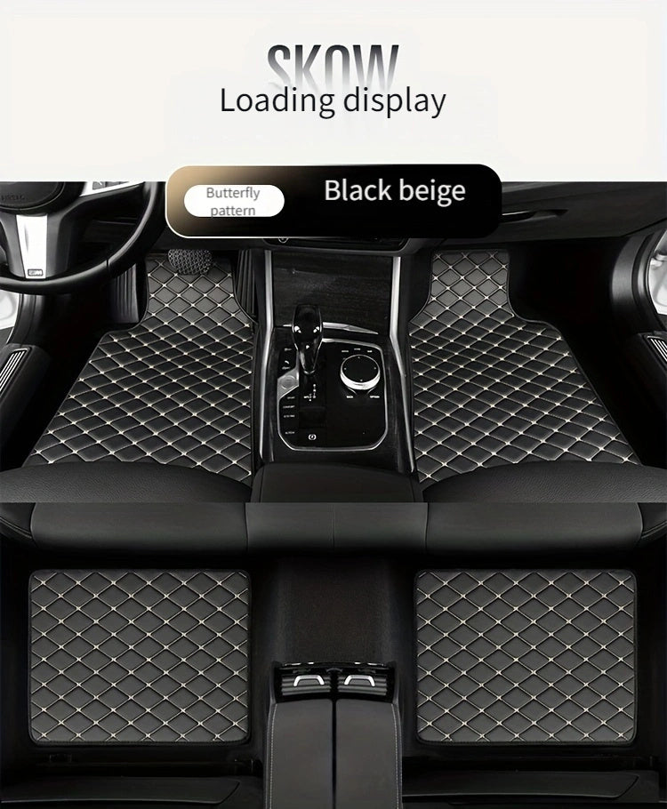 Universal Fit 4-Piece Car Floor Mats Set - Durable PVC Leather Embroidered Vehicle Foot Pads, Waterproof and Wear-Resistant Auto Floor Liners