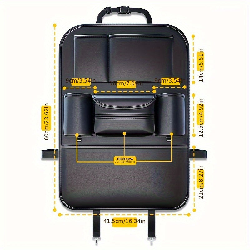 1 Piece PU Leather Universal Car Seat Back Storage Bag - Large Capacity Multifunctional Pocket with Rear Storage for Organizing Essentials