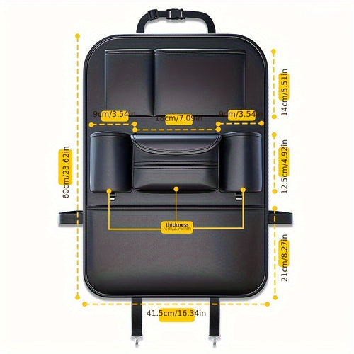 1 Piece PU Leather Universal Car Seat Back Storage Bag - Large Capacity Multifunctional Pocket with Rear Storage for Organizing Essentials