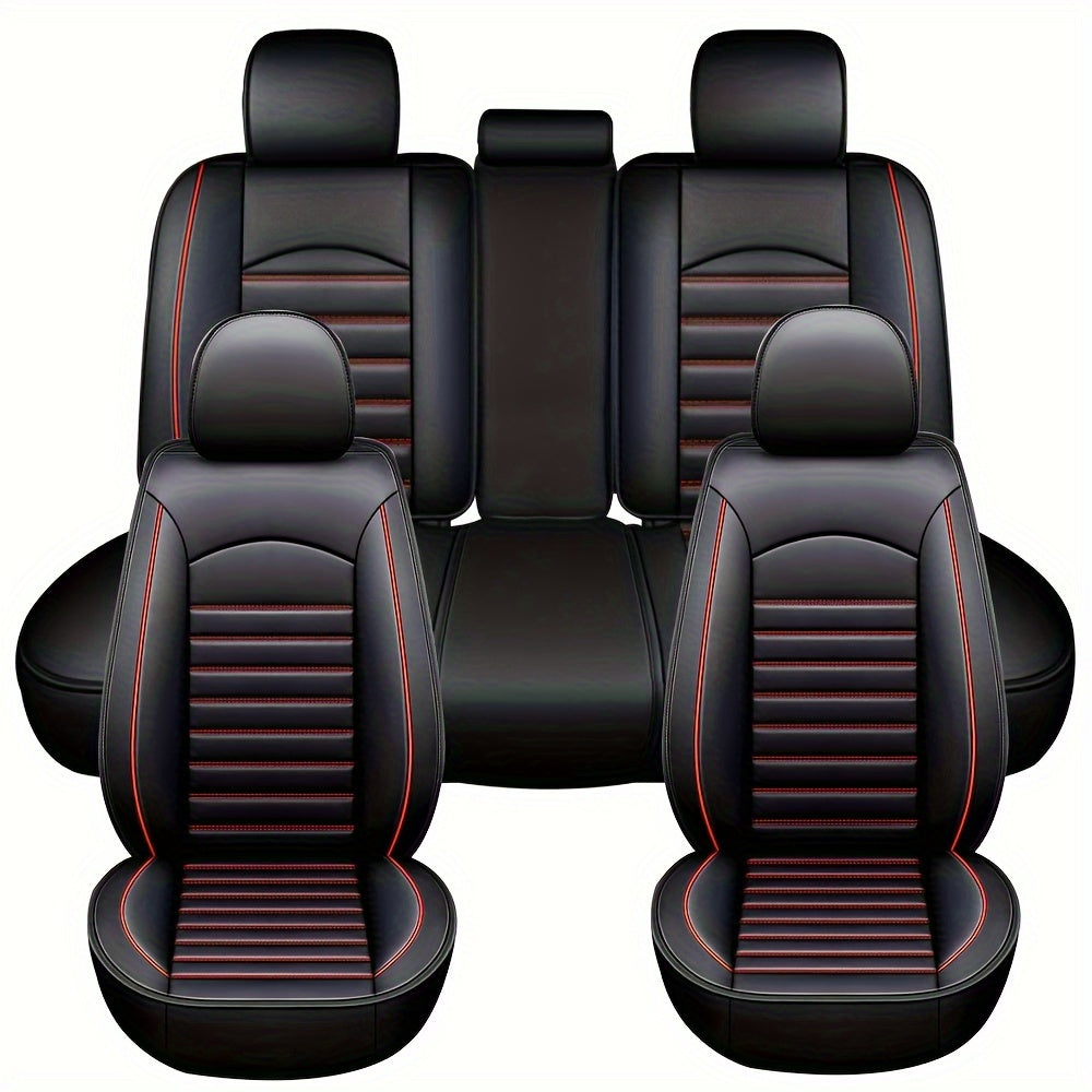 Car Seat Covers Full Set, 5 Seats Universal Seat Covers for Cars, Waterproof Leather Auto Seat Protectors, Front and Rear Seat Protectors