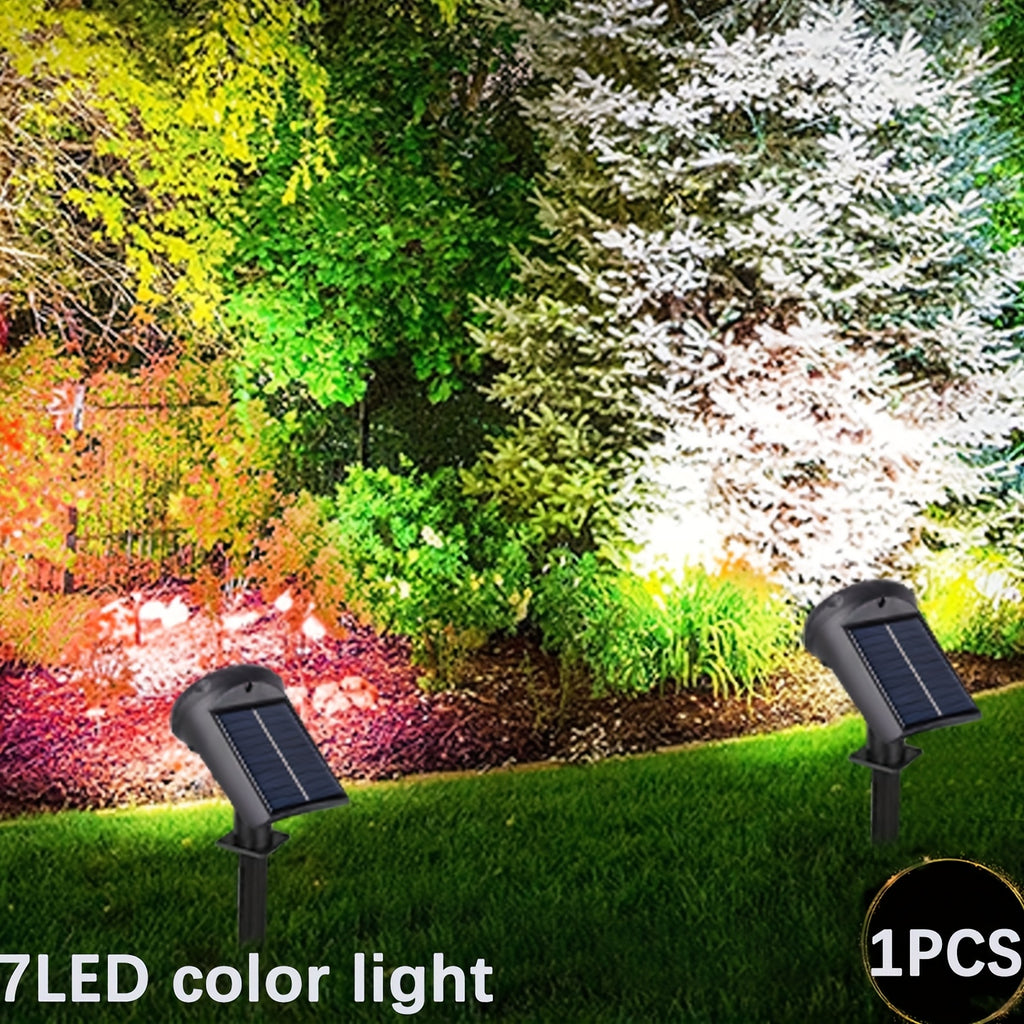 1/2pcs 7LED Solar Lamp -  IP44, Outdoor Environment Lighting, Solar Charging, Lithium Battery, 1200mAh, Plastic Structure, Semi-buried, Outdoor Lighting Solution - Modern Outdoor Lamp - Durable Plastic