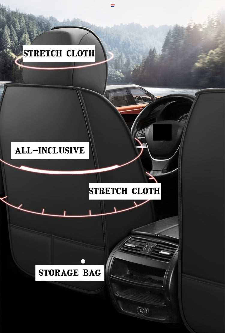 Luxurious And Stylish Five-seater Car Seat Covers Made Of Durable PU Leather, Suitable For All Seasons, Providing Full Cover For The Seats.