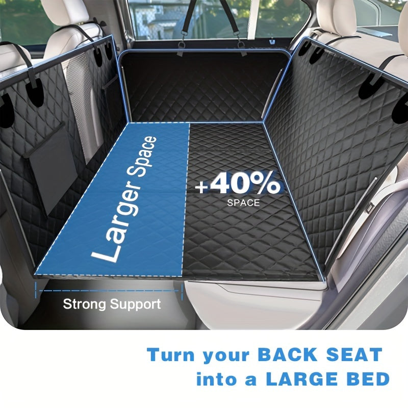 Ultimate Dog Back Seat Cover - 100% Waterproof, Scratch-Resistant, Anti-Slip, Mesh Window, Easy Clean Design - Standard Size for Cars, SUVs, and Trucks