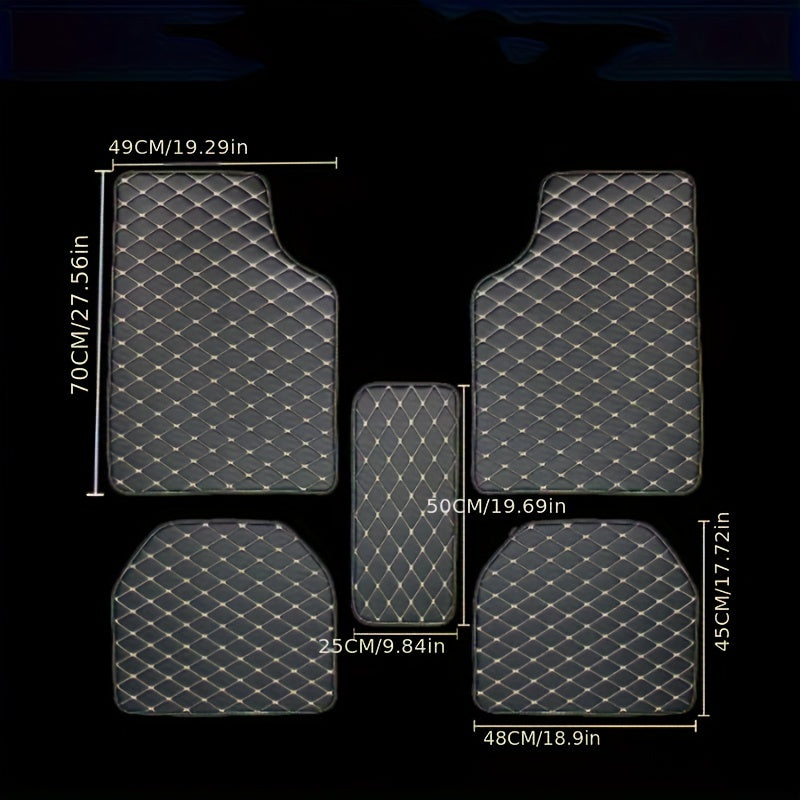5-Piece Waterproof Universal Car Floor Mats - Car Carpet Accessories for Front & Rear Vehicles